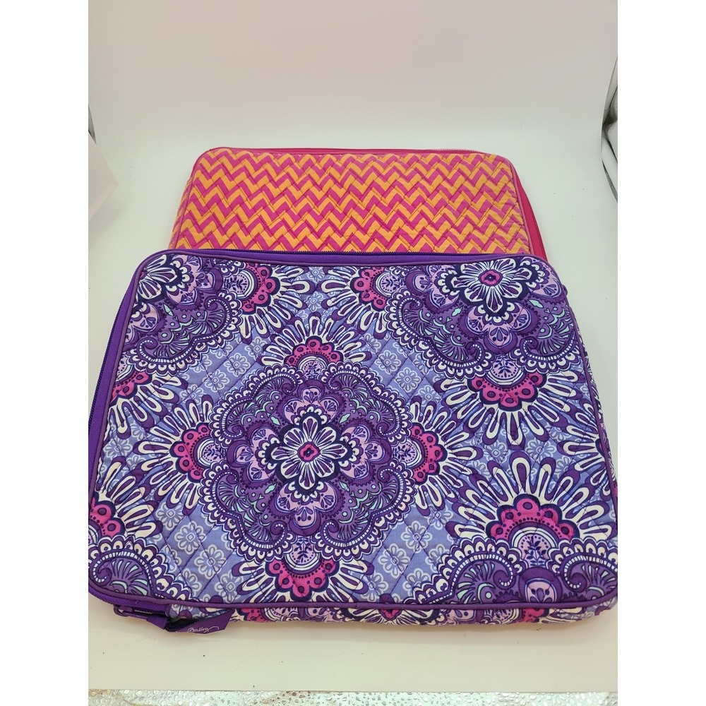 Vera Bradley Laptop Sleeve Orange and Floral Print. Lot of 2